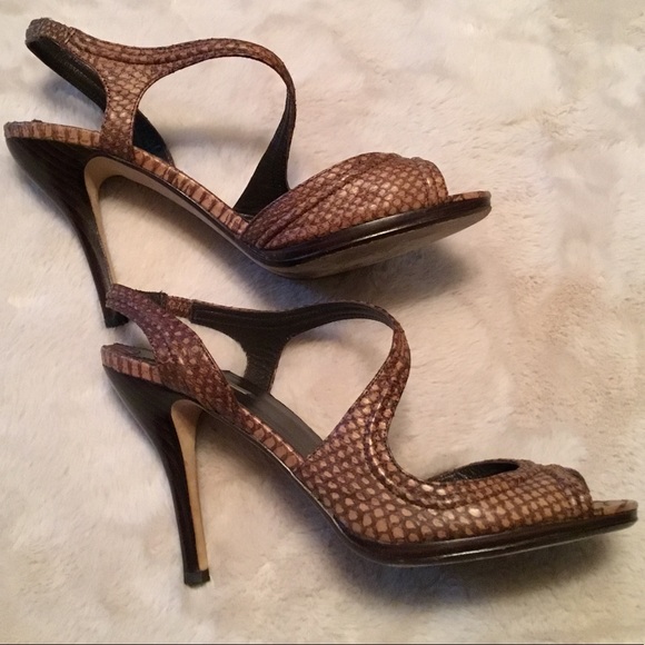Max Studio Brown Snakeskin Slingback Heels 7.5 - Picture 2 of 9